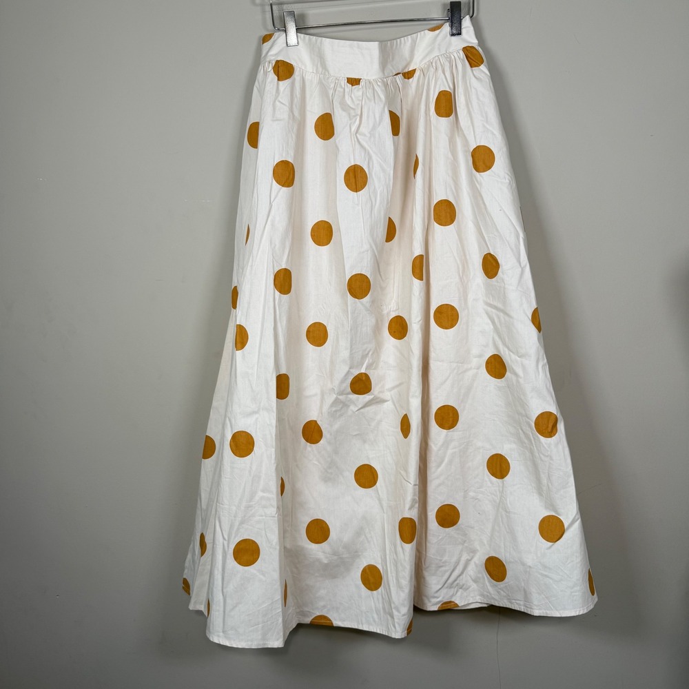 Petal & Pup Phillipa Beige Marigold Polka Dot A-Line Full Skirt Large - Picture 1 of 9